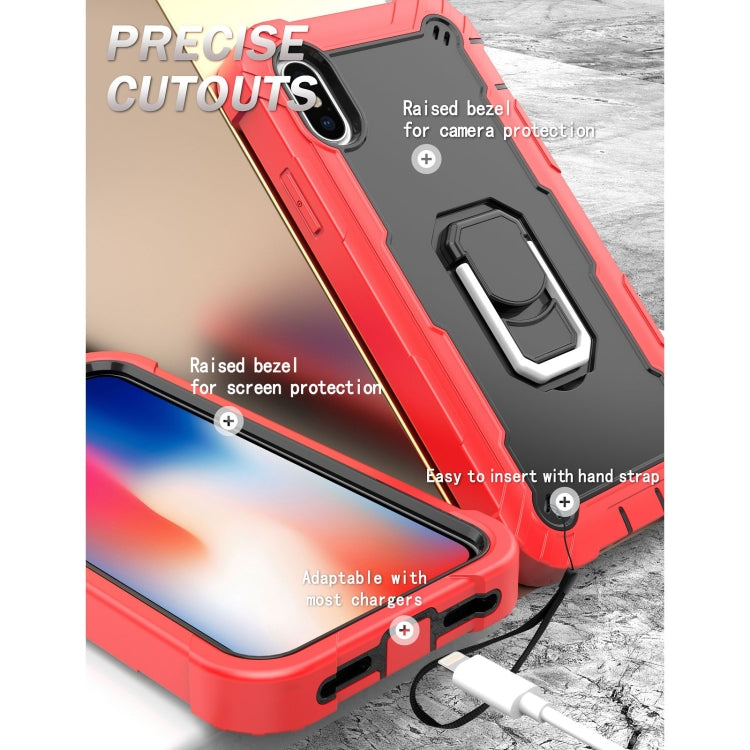 PC + Rubber 3-layers Shockproof Protective Case with Rotating Holder, For iPhone SE 2022 / SE 2020 / 8 / 7, For iPhone XS / X