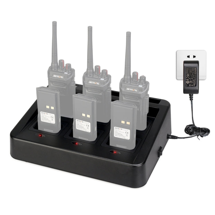 RETEVIS RTC48 Multi-function Interchangeable Slots Six-Way Walkie Talkie Charger for Retevis RT48/RT648, RTC48