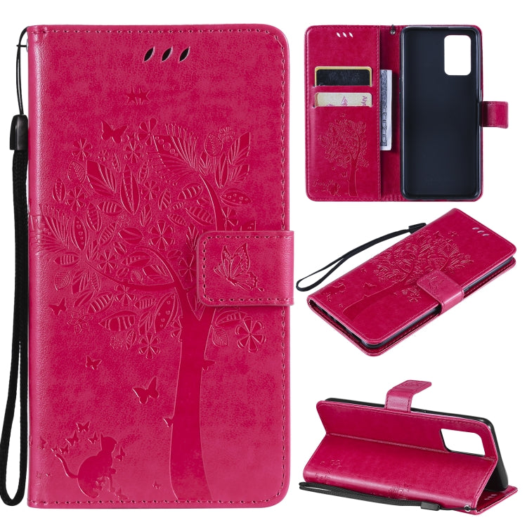 Tree & Cat Pattern Pressed Printing Horizontal Flip PU Leather Case with Holder & Card Slots & Wallet & Lanyard, For Samsung Galaxy A32 4G, For Samsung Galaxy S21 FE