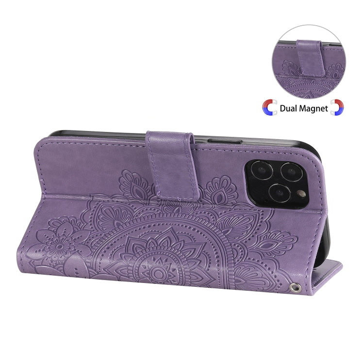 7-petal Flowers Embossing Pattern Horizontal Flip PU Leather Case with Holder & Card Slots & Wallet & Photo Frame, For iPhone 11, For iPhone 11 Pro, For iPhone 11 Pro Max, For iPhone 12 mini