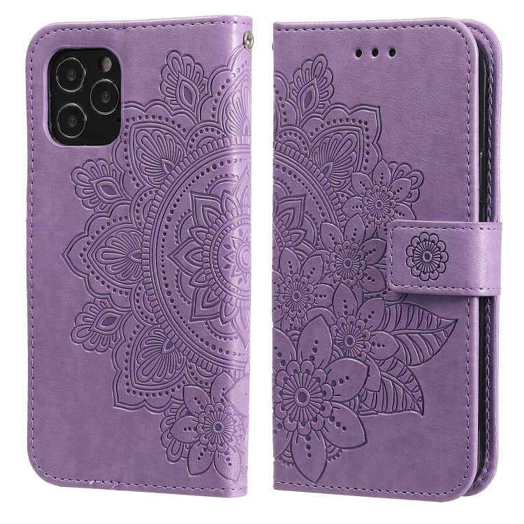 7-petal Flowers Embossing Pattern Horizontal Flip PU Leather Case with Holder & Card Slots & Wallet & Photo Frame, For iPhone 11, For iPhone 11 Pro, For iPhone 11 Pro Max, For iPhone 12 mini