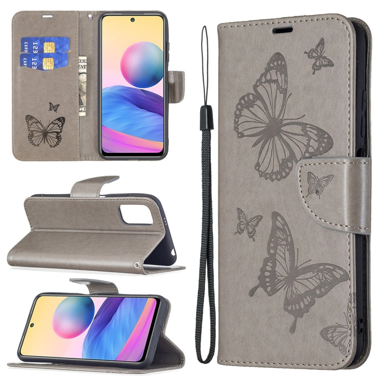 Embossing Two Butterflies Pattern Horizontal Flip PU Leather Case with Holder & Card Slot & Wallet & Lanyard, For Samsung Galaxy A03s 164mm, For Xiaomi Mi 11 Lite, For Xiaomi Poco M3 Pro / Redmi Note 10 5G