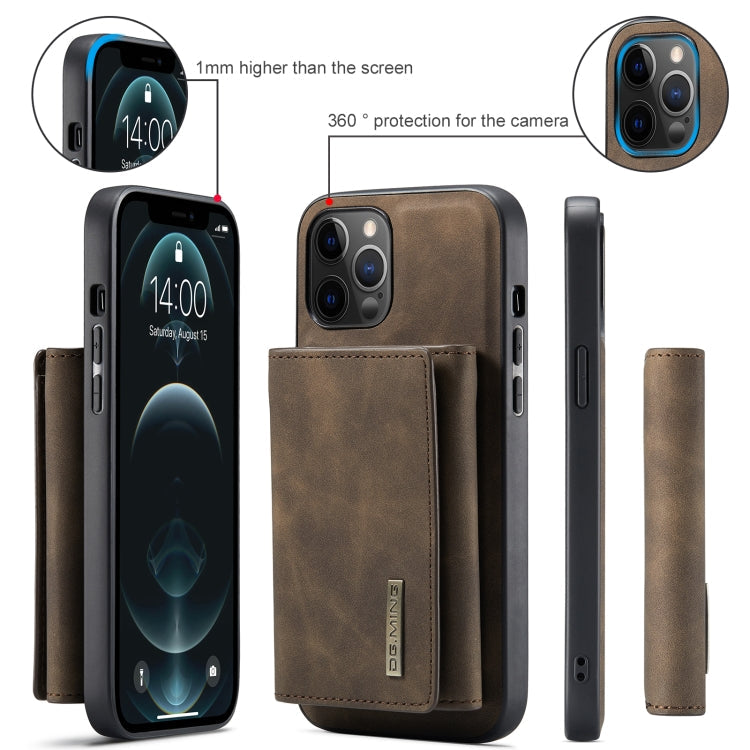 DG.MING M1 Series 3-Fold Multi Card Wallet + Magnetic Back Cover Shockproof Case with Holder Function, For iPhone 12 / 12 Pro, For iPhone 12 Pro Max