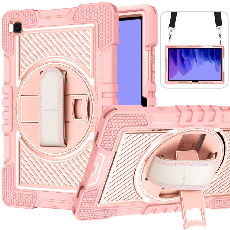 360 Degree Rotation Contrast Color Shockproof Silicone + PC Case with Holder & Hand Grip Strap & Shoulder Strap, For iPad mini (2019) / 4, For Samsung Galaxy Tab A7 10.4 (2020) T500/T505