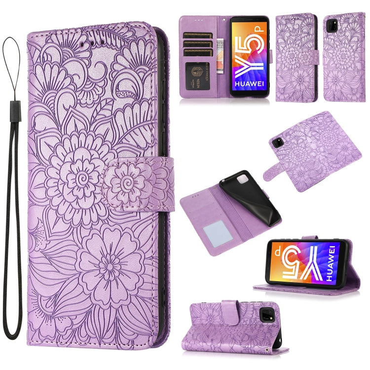 Skin Feel Embossed Sunflower Horizontal Flip Leather Case with Holder & Card Slots & Wallet & Lanyard, For Huawei Y5p, For Huawei P smart 2020, For Huawei P40 Pro, For Huawei P40 lite