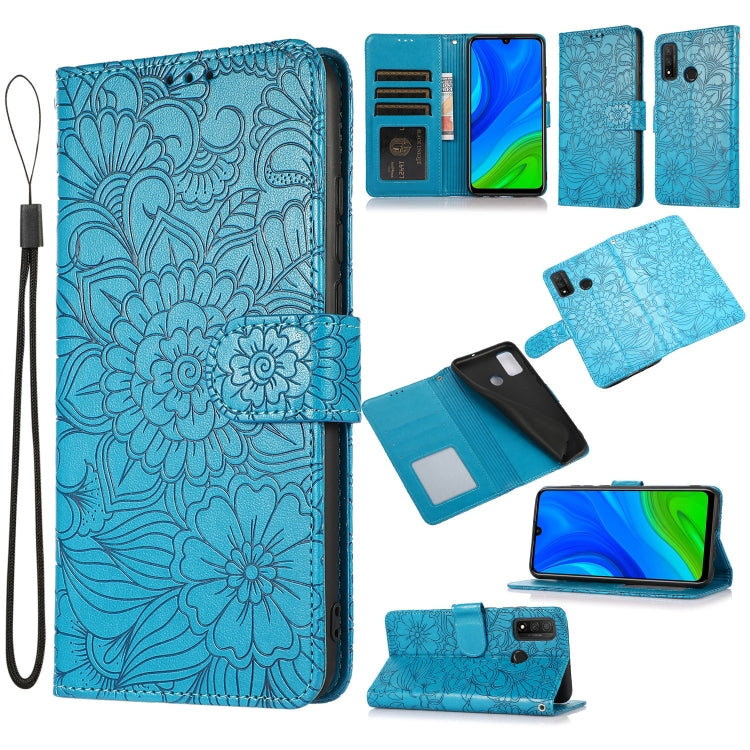 Skin Feel Embossed Sunflower Horizontal Flip Leather Case with Holder & Card Slots & Wallet & Lanyard, For Huawei Y5p, For Huawei P smart 2020, For Huawei P40 Pro, For Huawei P40 lite