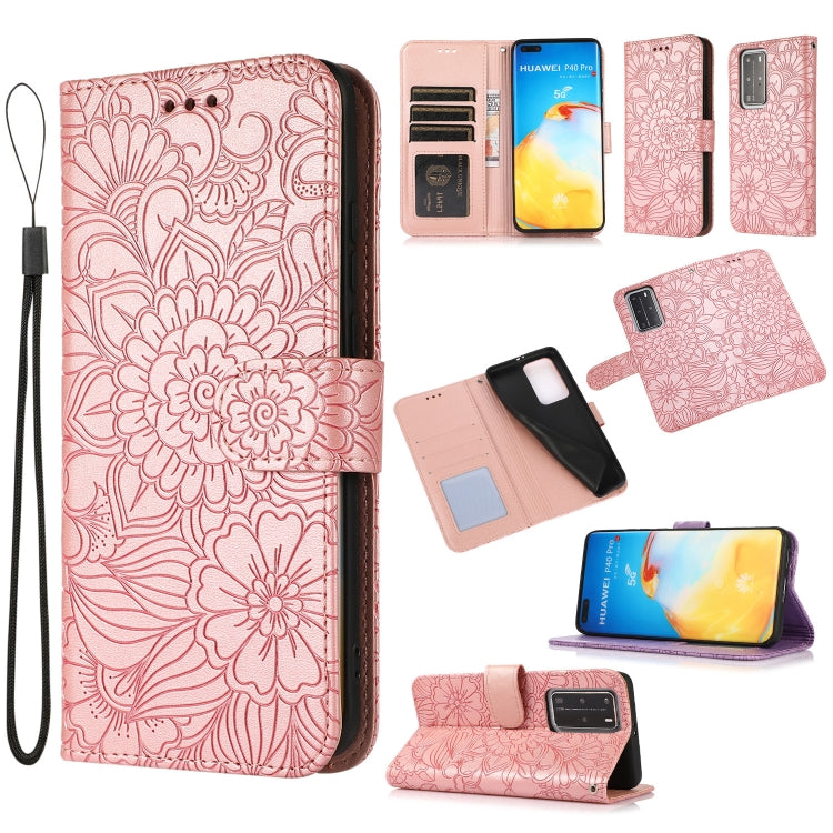 Skin Feel Embossed Sunflower Horizontal Flip Leather Case with Holder & Card Slots & Wallet & Lanyard, For Huawei Y5p, For Huawei P smart 2020, For Huawei P40 Pro, For Huawei P40 lite