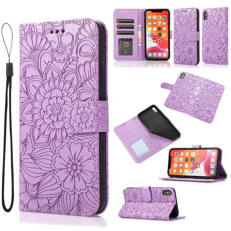Skin Feel Embossed Sunflower Horizontal Flip Leather Case with Holder & Card Slots & Wallet & Lanyard, For iPhone X / XS, For iPhone XS Max, For iPhone 6 / 6s, For iPhone 6 Plus / 6s Plus