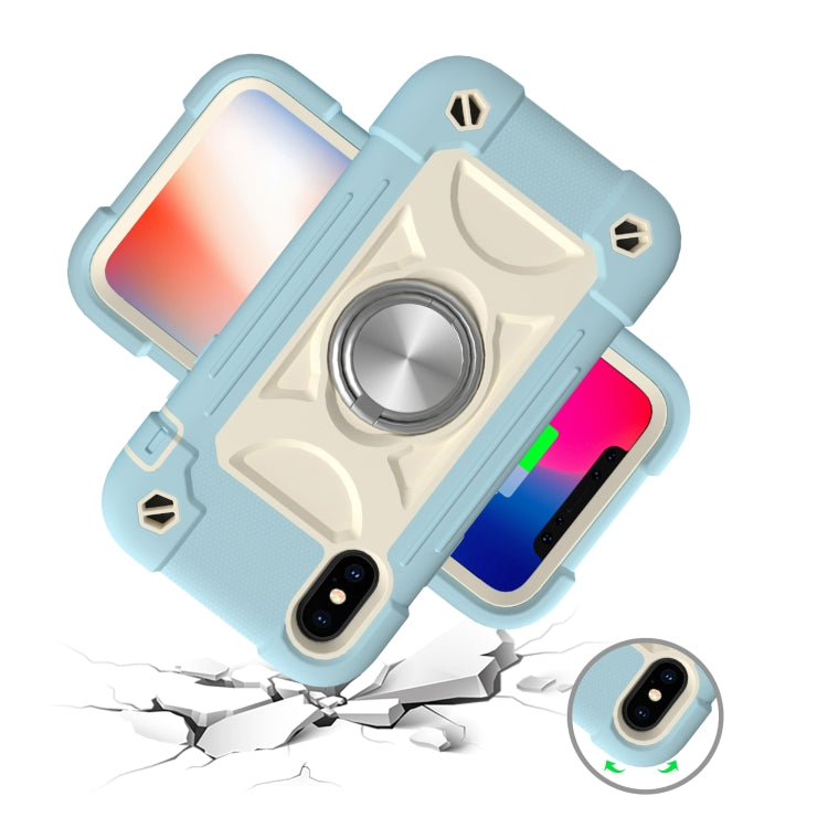 Shockproof Silicone + PC Protective Case with Dual-Ring Holder, For iPhone XS Max, For iPhone 11