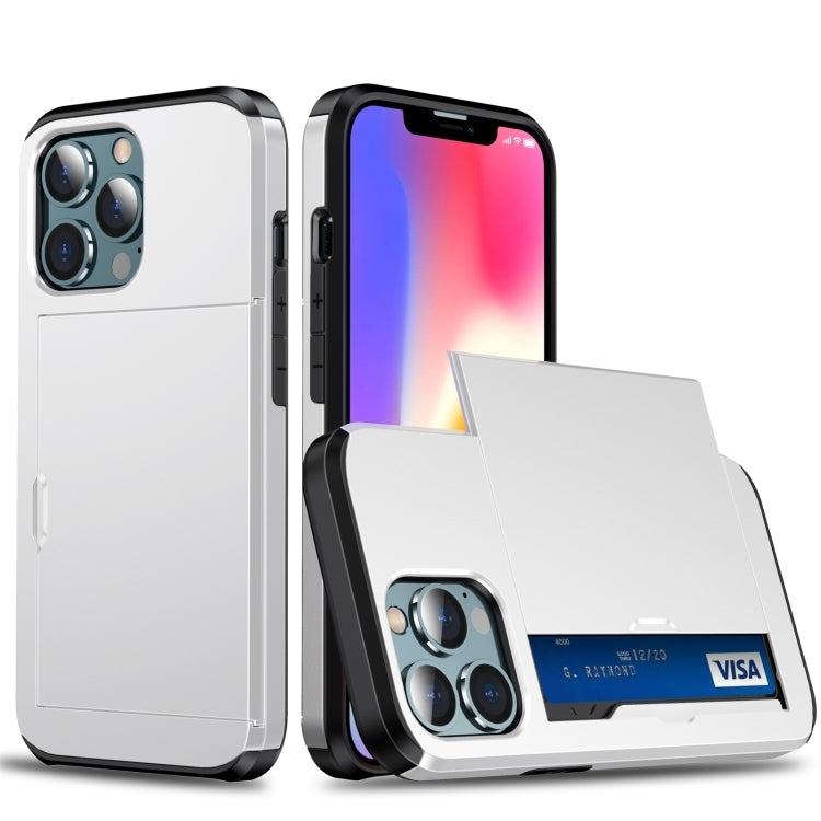 Shockproof Armor Protective Case with Slide Card Slot, For iPhone 13 Pro, For iPhone 13 Pro Max