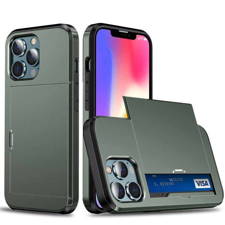Shockproof Armor Protective Case with Slide Card Slot, For iPhone 13 Pro, For iPhone 13 Pro Max