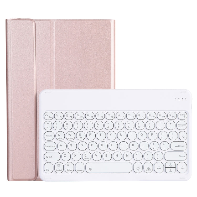 YAM12 Backlight Style Lambskin Texture Detachable Round Keycap Bluetooth Keyboard Leather Case with Holder, For Lenovo Pad Plus 11 inch TB-J607F / Tab P11 11 inch TB-J606F / Pad 11 inch
