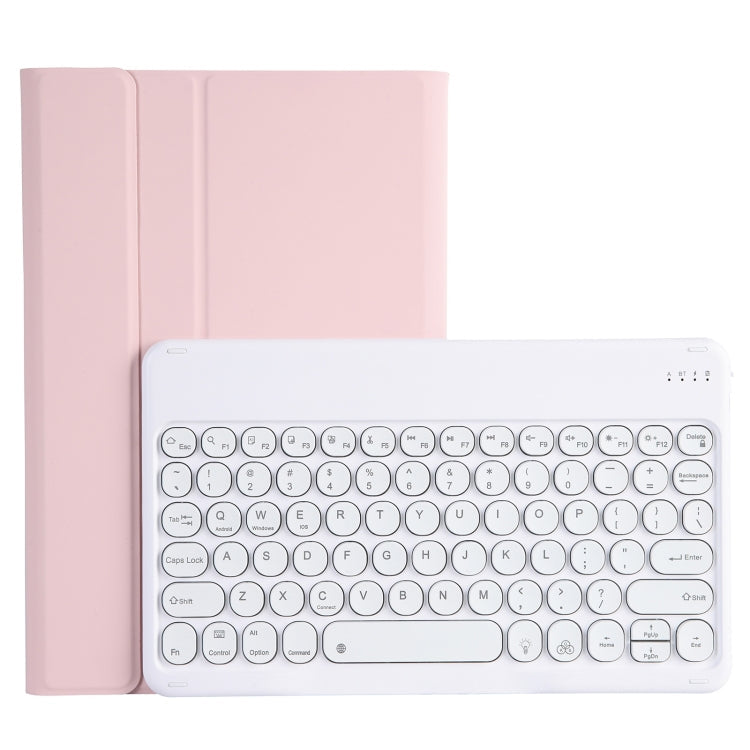 YAM12 Backlight Style Lambskin Texture Detachable Round Keycap Bluetooth Keyboard Leather Case with Holder, For Lenovo Pad Plus 11 inch TB-J607F / Tab P11 11 inch TB-J606F / Pad 11 inch