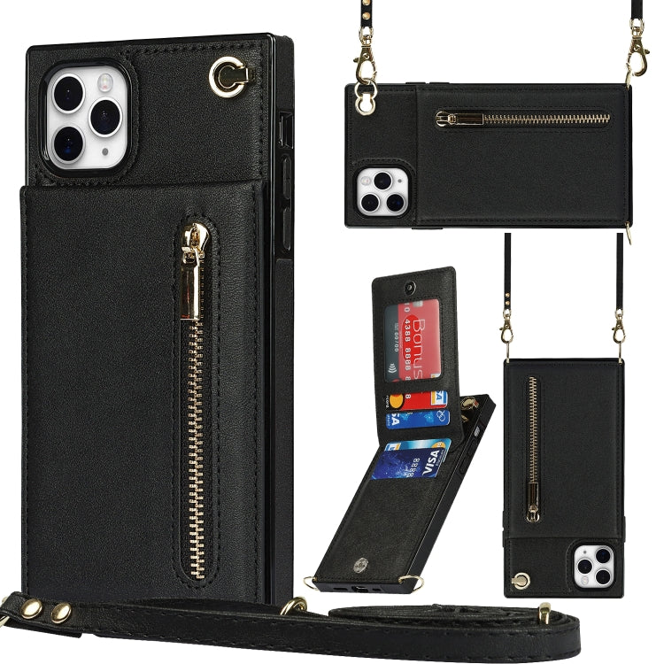Cross-body Zipper Square TPU+PU Back Cover Case with Holder & Card Slots & Wallet & Strap, For iPhone 8 Plus / 7 Plus, For iPhone 11, For iPhone 11 Pro, For iPhone 11 Pro Max