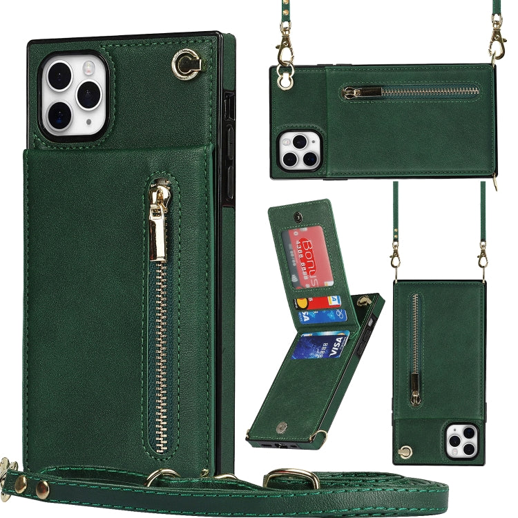 Cross-body Zipper Square TPU+PU Back Cover Case with Holder & Card Slots & Wallet & Strap, For iPhone 8 Plus / 7 Plus, For iPhone 11, For iPhone 11 Pro, For iPhone 11 Pro Max