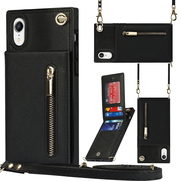 Cross-body Zipper Square TPU+PU Back Cover Case with Holder & Card Slots & Wallet & Strap, For iPhone XS / X, For iPhone XR, For iPhone XS Max
