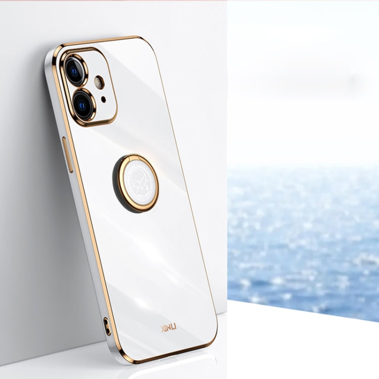 XINLI Straight Edge 6D Electroplate TPU Phone Case with Ring Holder, For iPhone SE 2022 / SE 2020 / 8 / 7, For iPhone 11, For iPhone 11 Pro