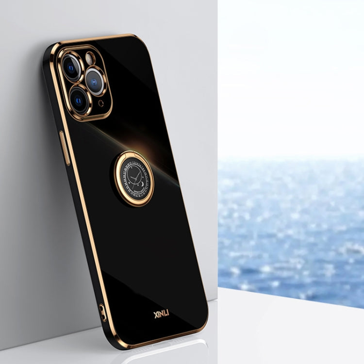 XINLI Straight Edge 6D Electroplate TPU Phone Case with Ring Holder, For iPhone 11 Pro Max, For iPhone 12, For iPhone 12 mini