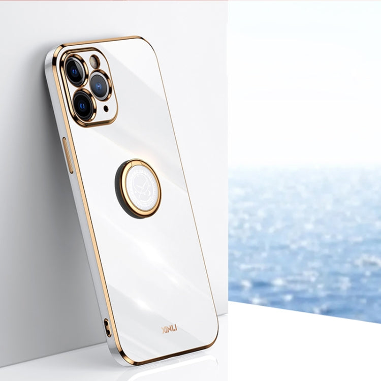 XINLI Straight Edge 6D Electroplate TPU Phone Case with Ring Holder, For iPhone 11 Pro Max, For iPhone 12, For iPhone 12 mini