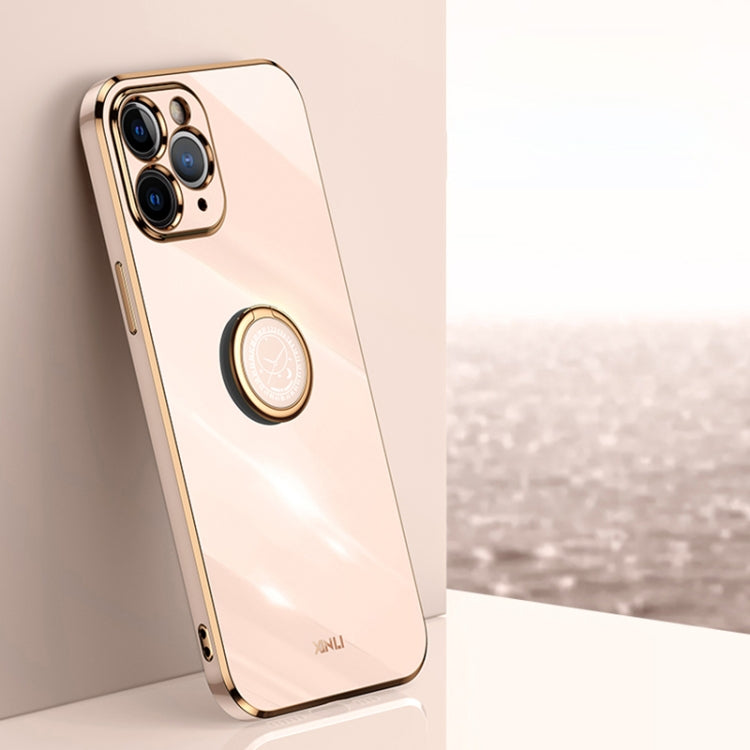 XINLI Straight Edge 6D Electroplate TPU Phone Case with Ring Holder, For iPhone 11 Pro Max, For iPhone 12, For iPhone 12 mini