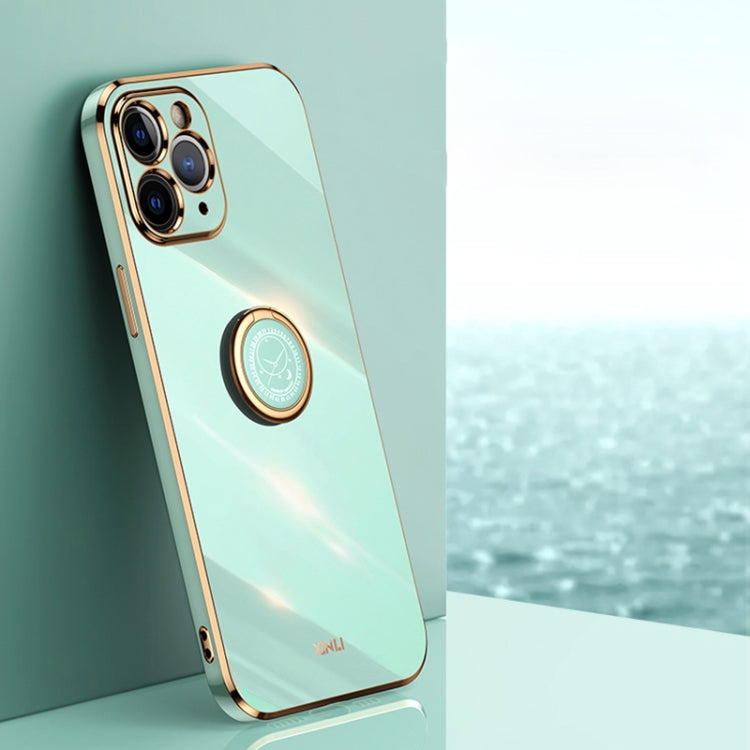 XINLI Straight Edge 6D Electroplate TPU Phone Case with Ring Holder, For iPhone 11 Pro Max, For iPhone 12, For iPhone 12 mini