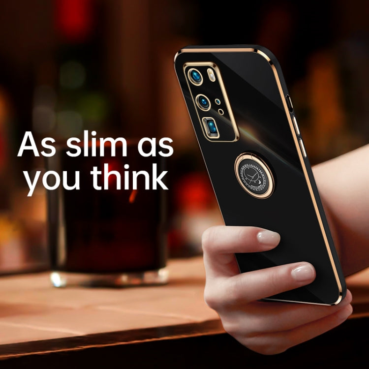 XINLI Straight Edge 6D Electroplate TPU Phone Case with Ring Holder, For Huawei P40, For Huawei P40 Pro, For Honor 20
