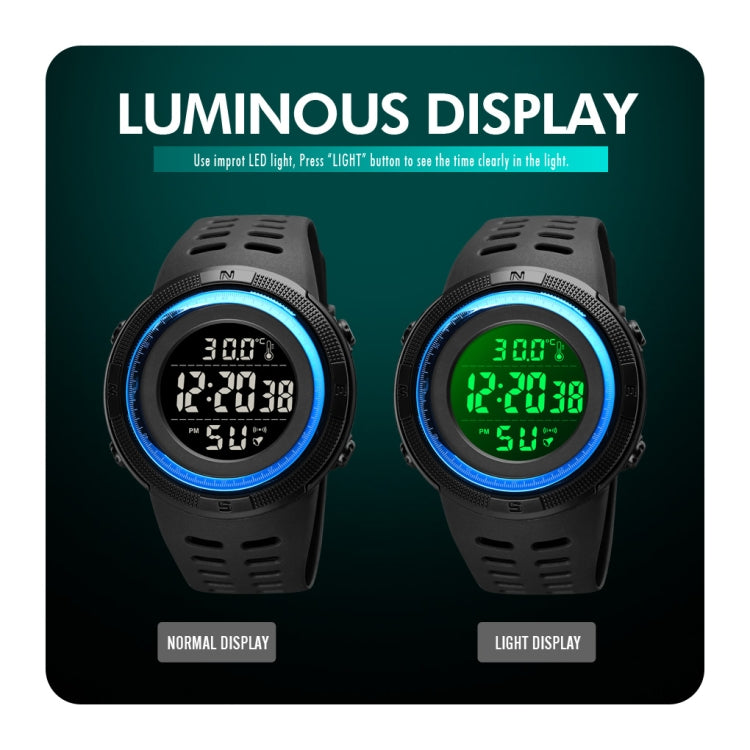 SKMEI 1681 Multifunctional LED Digital Display Luminous Electronic Watch, Support Body / Ambient Temperature Measurement