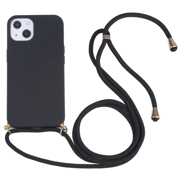 Wheat Straw Material + TPU Shockproof Case with Neck Lanyard, For iPhone 13 mini, For iPhone 13, For iPhone 13 Pro