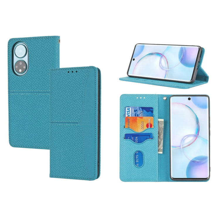 Woven Texture Stitching Magnetic Horizontal Flip PU Leather Case with Holder & Card Slots & Wallet & Lanyard, For Honor 50 SE