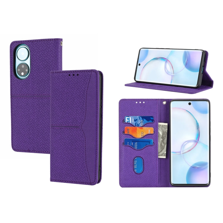 Woven Texture Stitching Magnetic Horizontal Flip PU Leather Case with Holder & Card Slots & Wallet & Lanyard, For Honor 50 SE