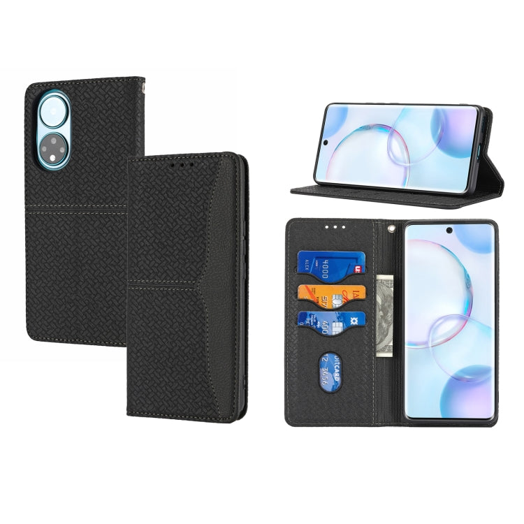 Woven Texture Stitching Magnetic Horizontal Flip PU Leather Case with Holder & Card Slots & Wallet & Lanyard, For Honor 50 SE