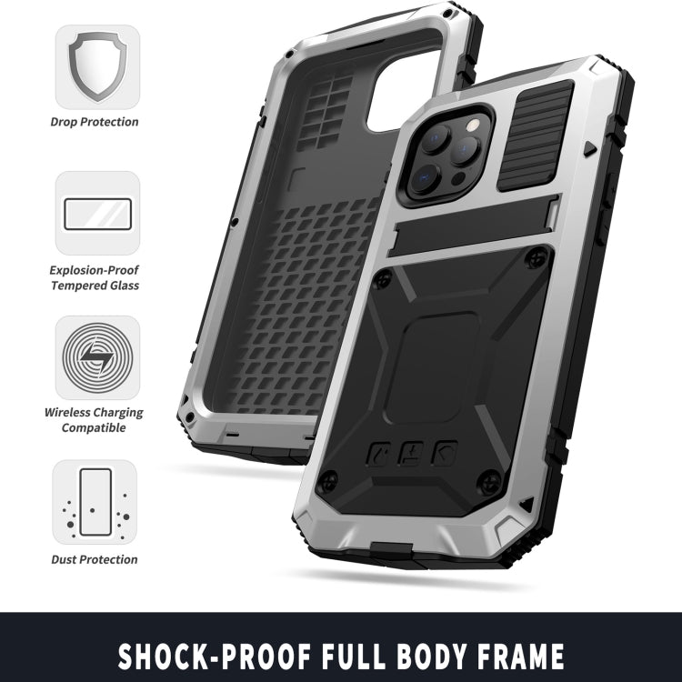 R-JUST Shockproof Waterproof Dust-proof Metal + Silicone Protective Case with Holder, For iPhone 13 mini, For iPhone 13, For iPhone 13 Pro, For iPhone 13 Pro Max