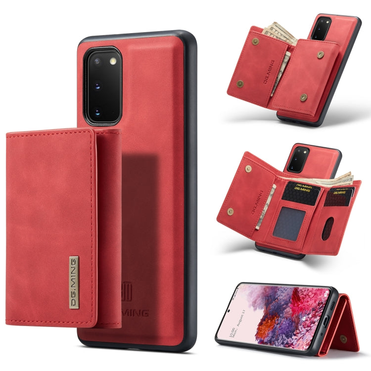 DG.MING M1 Series 3-Fold Multi Card Wallet  Back Cover Shockproof Case with Holder Function, For Samsung Galaxy S20