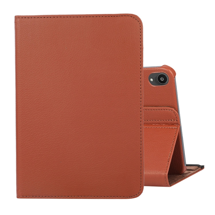 360 Degree Rotation Litchi Texture Flip Leather Case with Holder, For iPad mini 6 / mini 2024