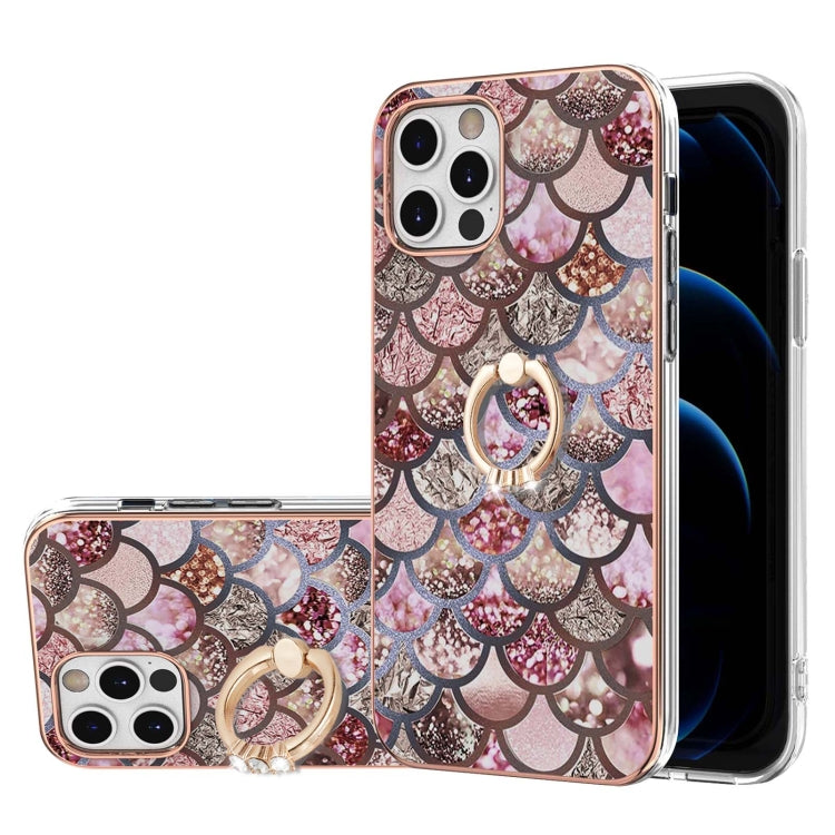 Electroplating Pattern IMD TPU Shockproof Case with Rhinestone Ring Holder, For iPhone XS Max, For iPhone 12 Pro, For iPhone SE 2022 / SE 2020 / 8 / 7, For iPhone 8 Plus / 7 Plus