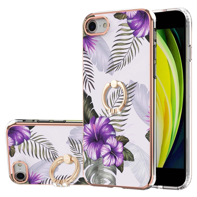 Electroplating Pattern IMD TPU Shockproof Case with Rhinestone Ring Holder, For iPhone XS Max, For iPhone 12 Pro, For iPhone SE 2022 / SE 2020 / 8 / 7, For iPhone 8 Plus / 7 Plus