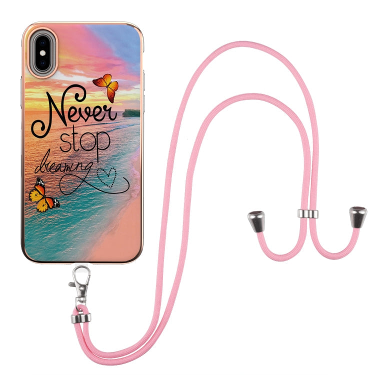 Electroplating Pattern IMD TPU Shockproof Case with Neck Lanyard, For iPhone 11 Pro, For iPhone 11 Pro Max, For iPhone XS / X, For iPhone XR