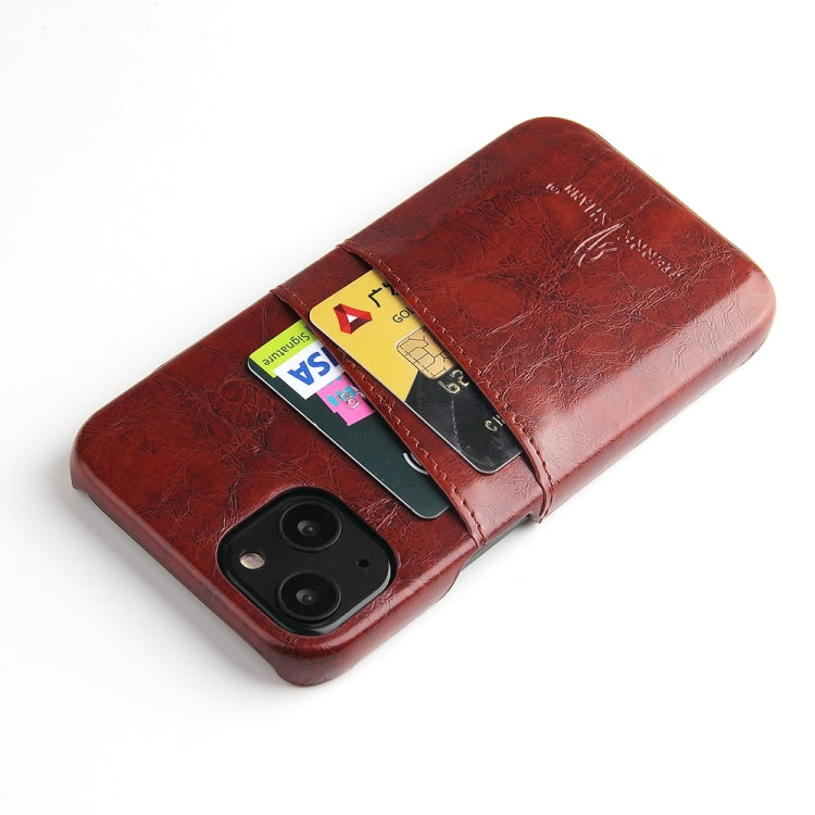 Fierre Shann Retro Oil Wax Texture PU Leather Case with Card Slots, For iPhone 13, For iPhone 13 Mini, For iPhone 13 Pro, For iPhone 13 Pro Max