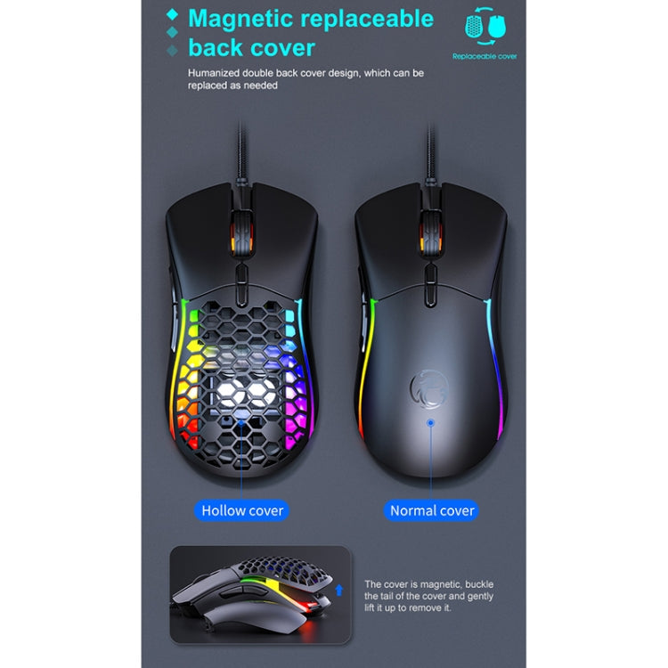 iMICE T60 7-key Custom Colorful Luminous Wired Honeycomb Gaming Mouse, Cable Length: 1.8m(Black)
