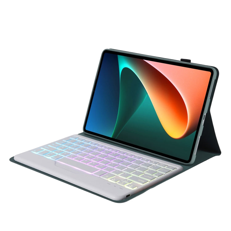 AN05BS Ultra-thin Tri-color Backlight Detachable Lambskin Texture TPU Bluetooth Keyboard Leather Case with Holder For Xiaomi Pad 5 / 5 Pro, A0N5BS
