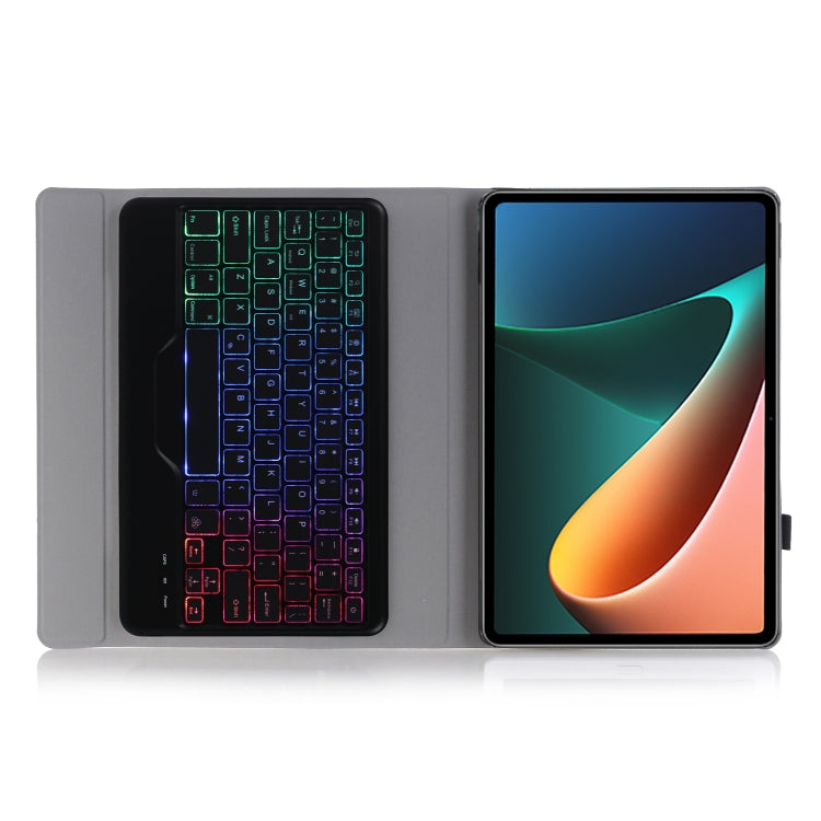 AN05BS Ultra-thin Tri-color Backlight Detachable Lambskin Texture TPU Bluetooth Keyboard Leather Case with Holder For Xiaomi Pad 5 / 5 Pro, A0N5BS