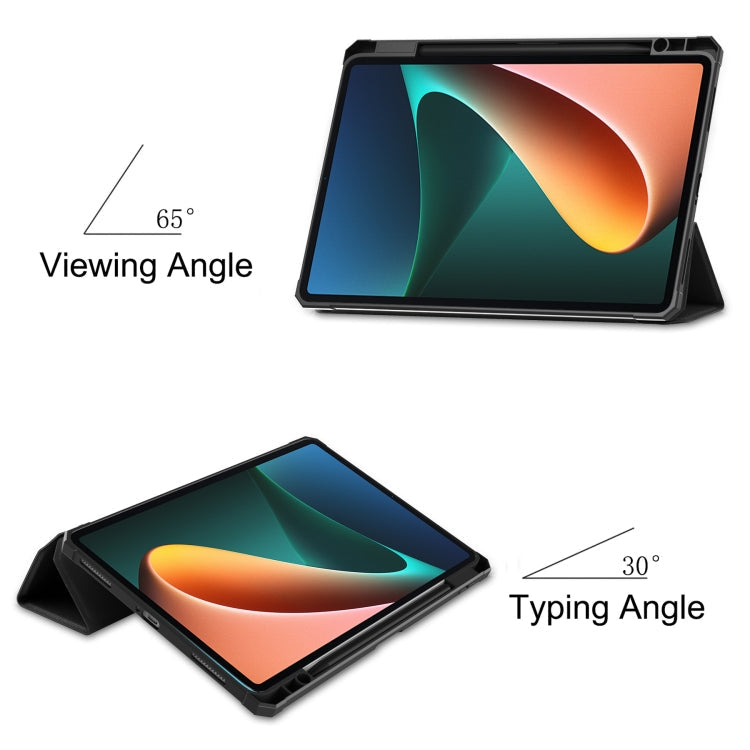 Custer Texture Horizontal Flip Leather Case with Three-folding Holder & Sleep / Wake-up Function, For Xiaomi Pad 5 / 5 Pro