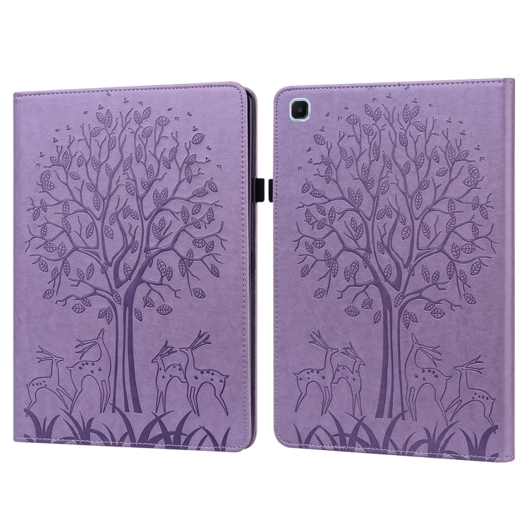 Tree & Deer Pattern Pressed Printing Horizontal Flip PU Leather Case with Holder & Card Slots & Sleep / Wake-up Function, For Samsung Galaxy Tab A7 10.4 2020, For Samsung Galaxy Tab S6 Lite