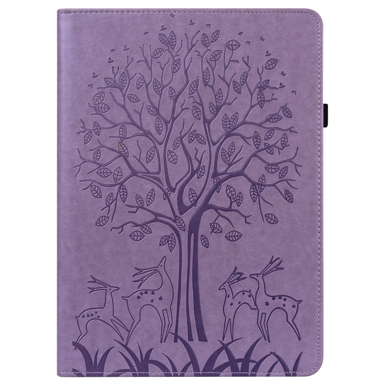 Tree & Deer Pattern Pressed Printing Horizontal Flip PU Leather Case with Holder & Card Slots & Sleep / Wake-up Function, For Samsung Galaxy Tab A7 10.4 2020, For Samsung Galaxy Tab S6 Lite