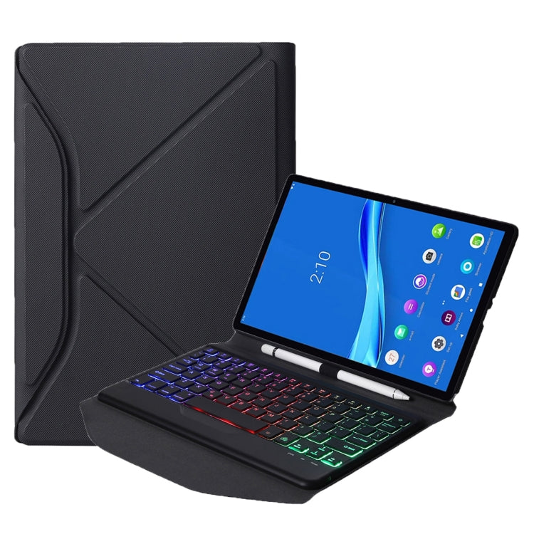 BM10S Backlight Edition Diamond Texture Detachable Bluetooth Keyboard Leather Case with Pen Slot & Triangular Back Support, For Lenovo Smart Tab M10 HPD Plus TB-X606F 10.3 inch, For Lenovo Pad Plus 11 inch TB-J607F / Tab P11 11 inch TB-J606F...
