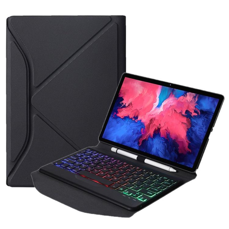BM10S Backlight Edition Diamond Texture Detachable Bluetooth Keyboard Leather Case with Pen Slot & Triangular Back Support, For Lenovo Smart Tab M10 HPD Plus TB-X606F 10.3 inch, For Lenovo Pad Plus 11 inch TB-J607F / Tab P11 11 inch TB-J606F...