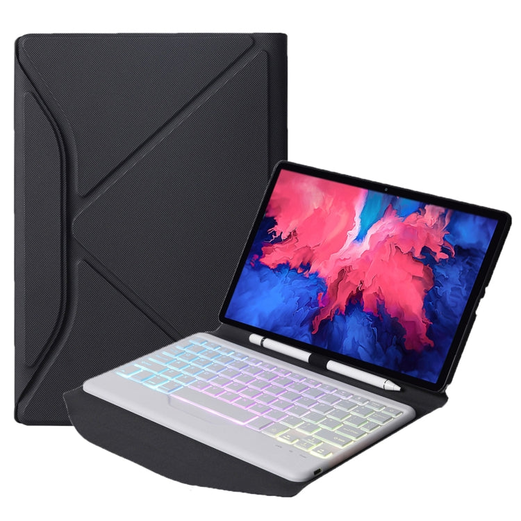 BM10S Backlight Edition Diamond Texture Detachable Bluetooth Keyboard Leather Case with Pen Slot & Triangular Back Support, For Lenovo Smart Tab M10 HPD Plus TB-X606F 10.3 inch, For Lenovo Pad Plus 11 inch TB-J607F / Tab P11 11 inch TB-J606F...