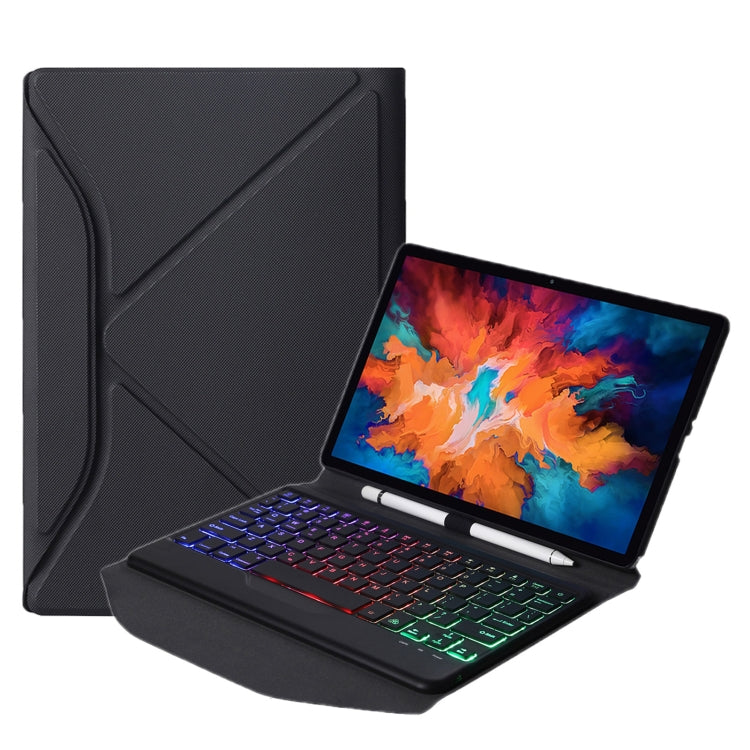 BM10S Backlight Edition Diamond Texture Detachable Bluetooth Keyboard Leather Case with Pen Slot & Triangular Back Support, For Lenovo Smart Tab M10 HPD Plus TB-X606F 10.3 inch, For Lenovo Pad Plus 11 inch TB-J607F / Tab P11 11 inch TB-J606F...