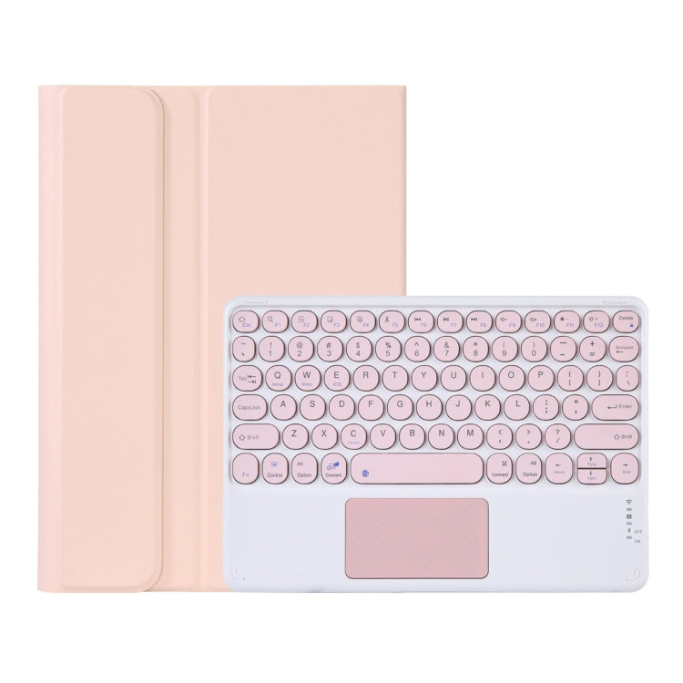 Y0N5-A TPU Case Lambskin Texture Round Keycap Bluetooth Keyboard Leather Case with Holder & Touchpad, Y0N5-A
