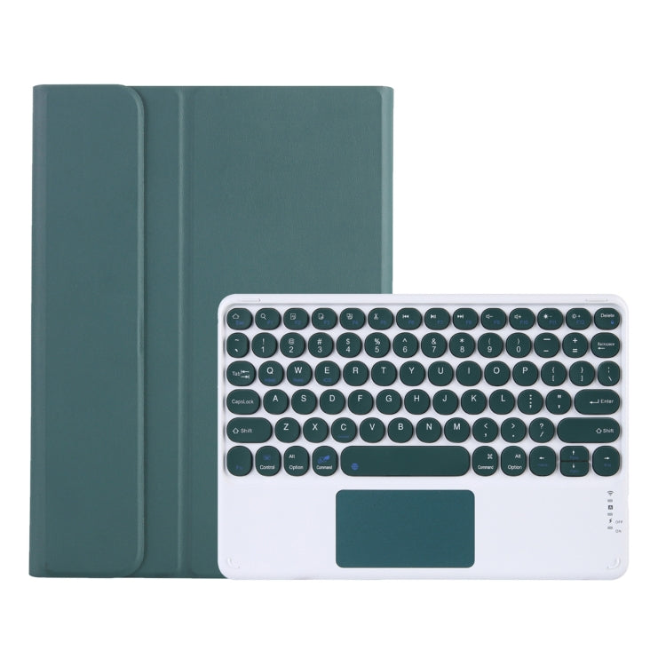 Y0N5-A TPU Case Lambskin Texture Round Keycap Bluetooth Keyboard Leather Case with Holder & Touchpad, Y0N5-A